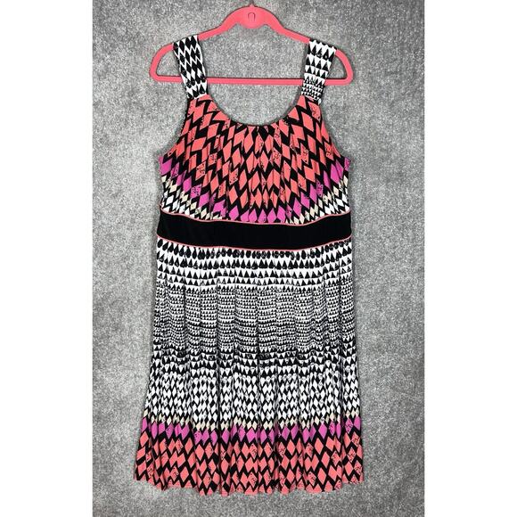 Catherines Midi Dress Womens Size‎ 2X Black White Geometric Stretch Sleeveless - Picture 1 of 6